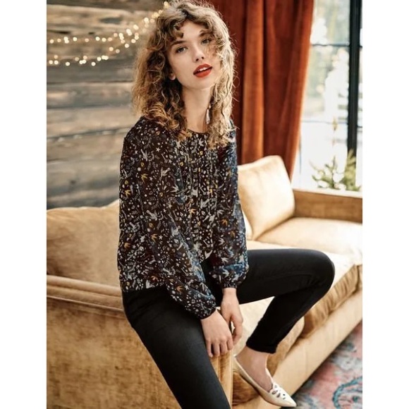 Boden Tops - BODEN Violet Chiffon Bird Print Blouse